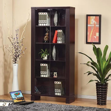 Bookcase with Full Glass Doors and 5 Shelves